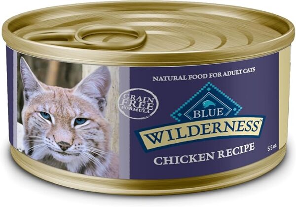 Blue Buffalo Wilderness chicken recipe wet cat food single can - grain-free natural food for adult cats in 5.5 oz can